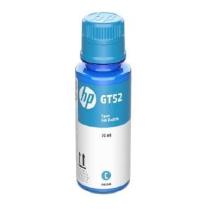 Cartucho de Tinta HP GT52 Cyan M0H54AL, botella de recarga para impresoras HP Smart Tank, ideal para impresiones brillantes y de alto rendimiento.