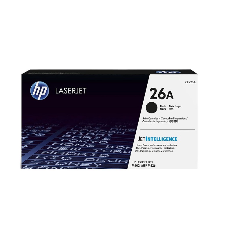 Cartucho de tóner HP 26A (CF226A) negro original para impresoras HP LaserJet Pro M402 y M426, ideal para impresiones rápidas y profesionales.