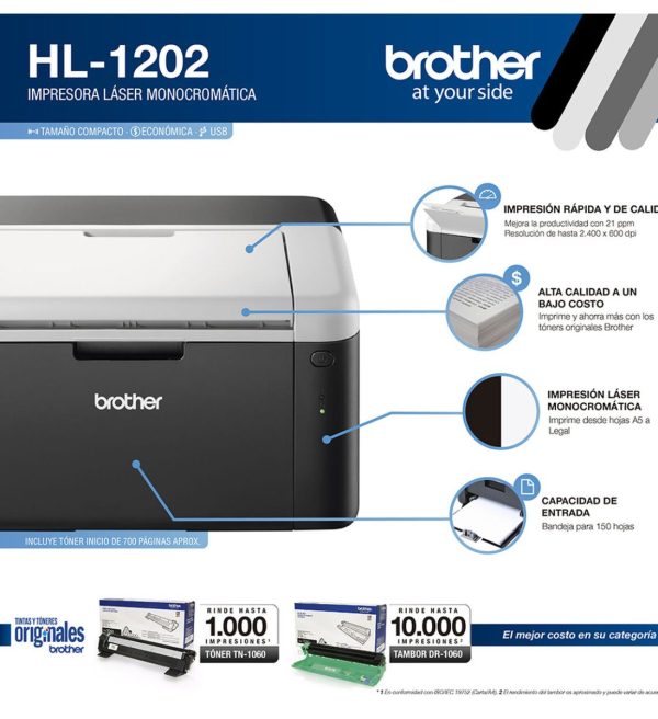 Brother Impresora Láser HL-1202 monocromática - Imagen 5