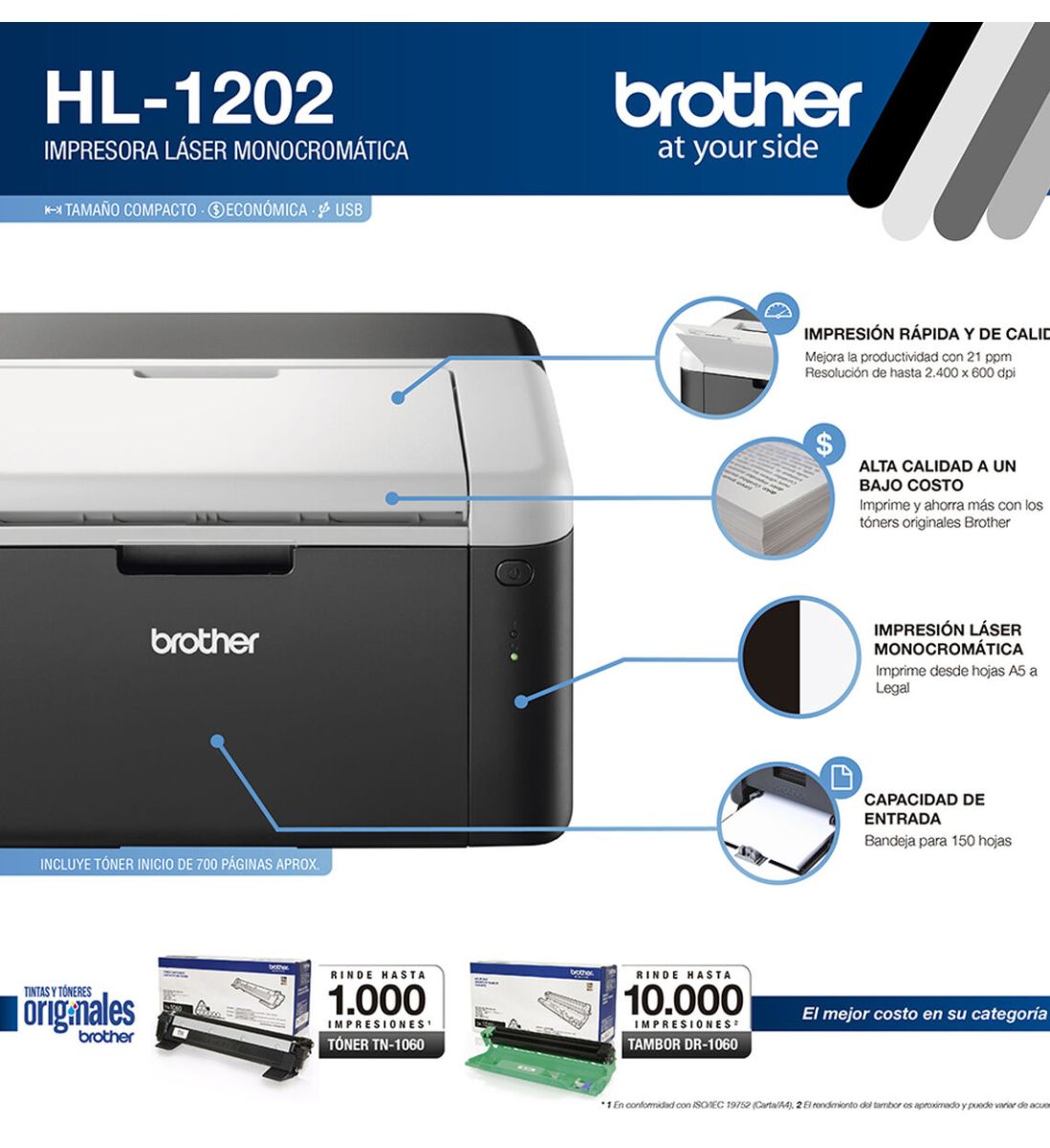 Brother Impresora Láser HL-1202 monocromática - Imagen 5