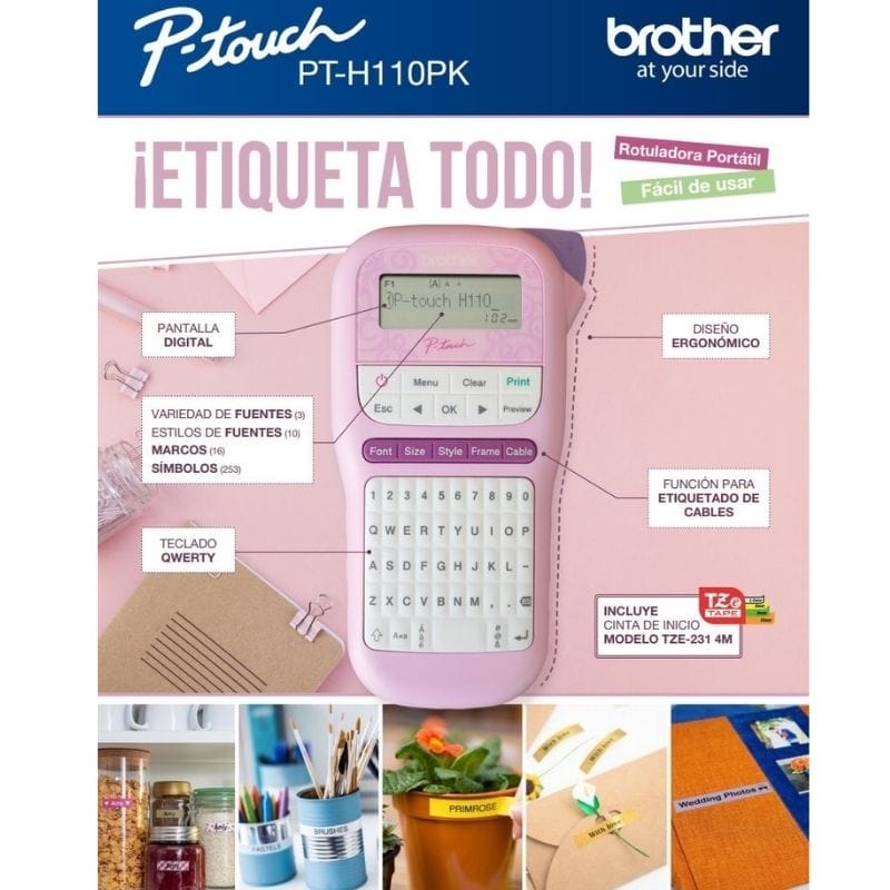 Brother Rotuladora PT-H110PK Portátil Teclado QWERTY - Imagen 7