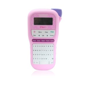 Rotuladora Brother PT-H110PK portátil color rosa con teclado QWERTY y pantalla LCD, compatible con cintas TZe.