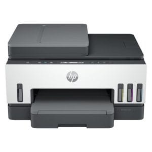 mpresora multifuncional HP SmartTank 750 3 en 1 con WiFi, Bluetooth y LAN, impresión dúplex automática y tanques de tinta recargables.