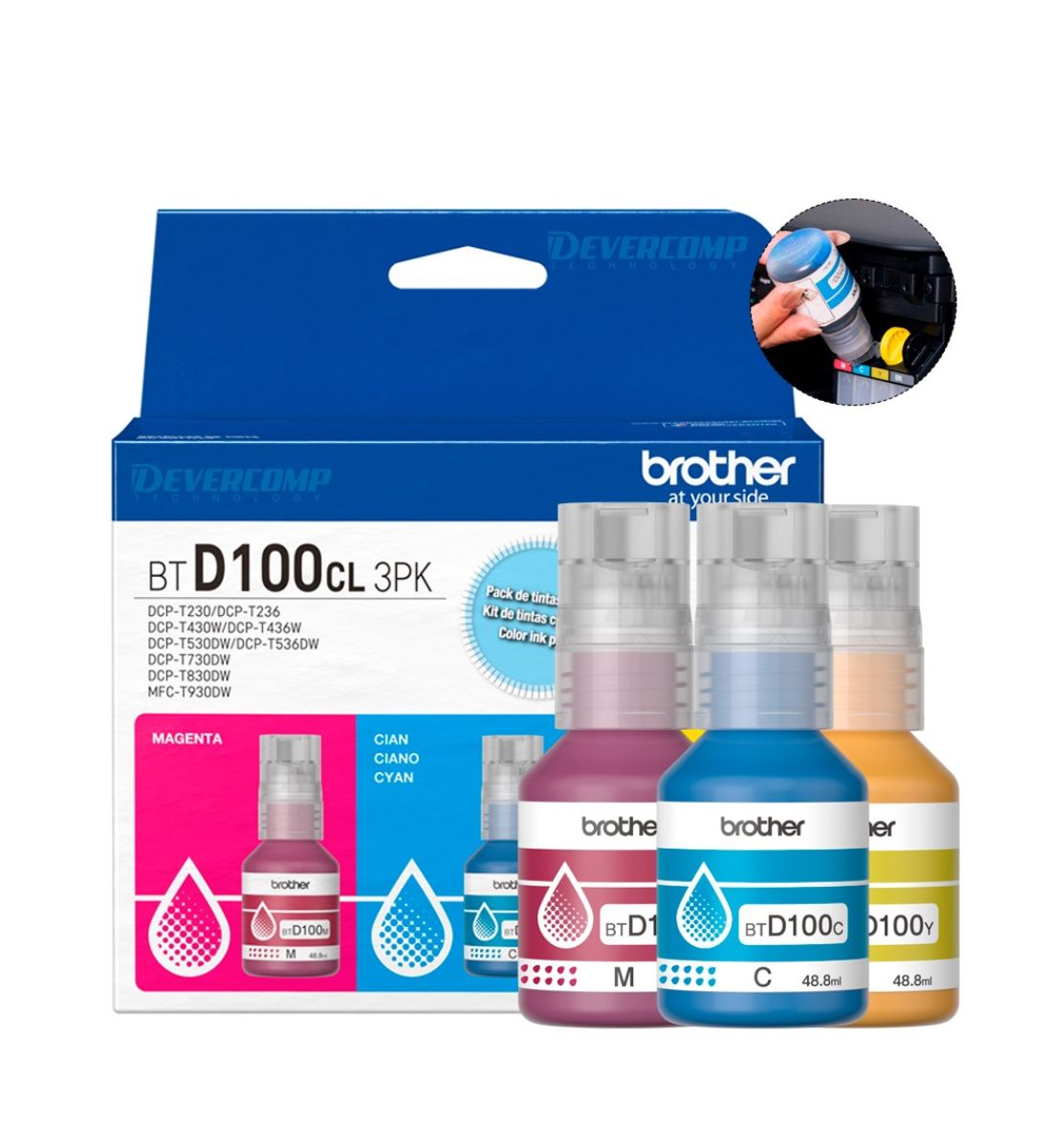 Brother Pack Tintas BTD100CL3PK C/M/Y - Imagen 3