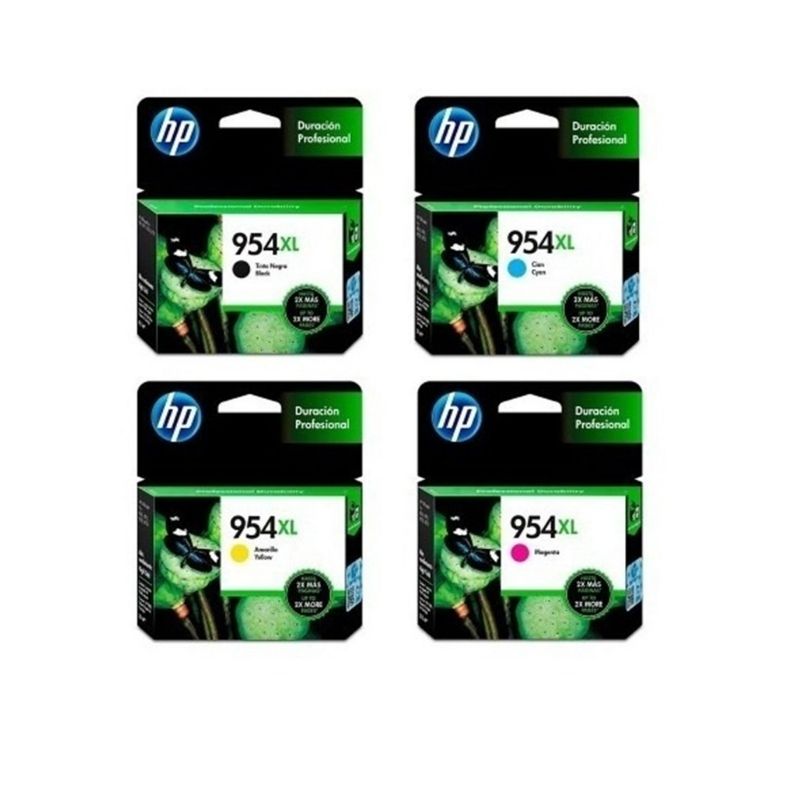 Pack tintas HP 954 xl BK/C/M/Y originales cartuchos para plotter