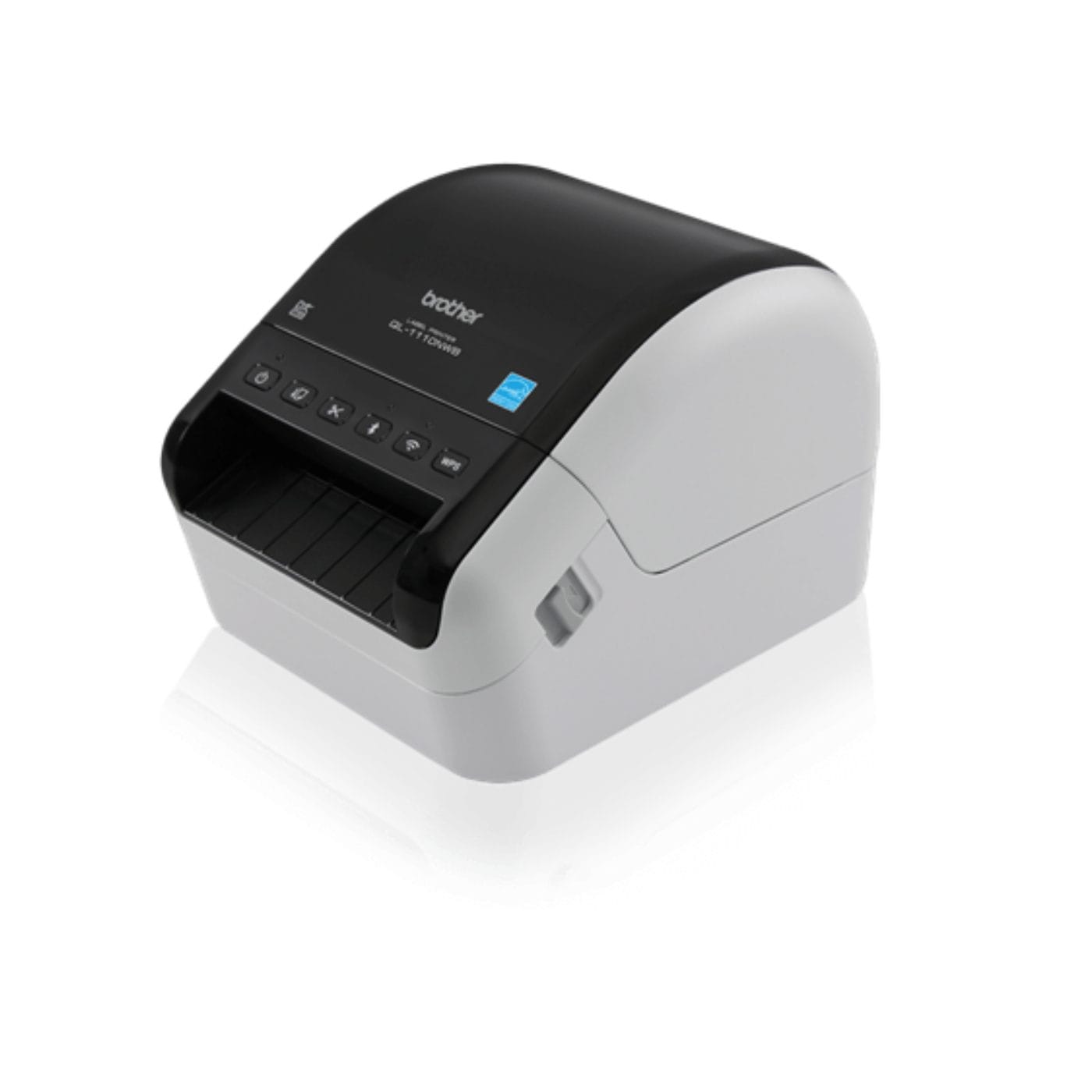 Impresora de etiquetas Brother QL-1110NWB profesional con conectividad Wi-Fi, Bluetooth y Ethernet.