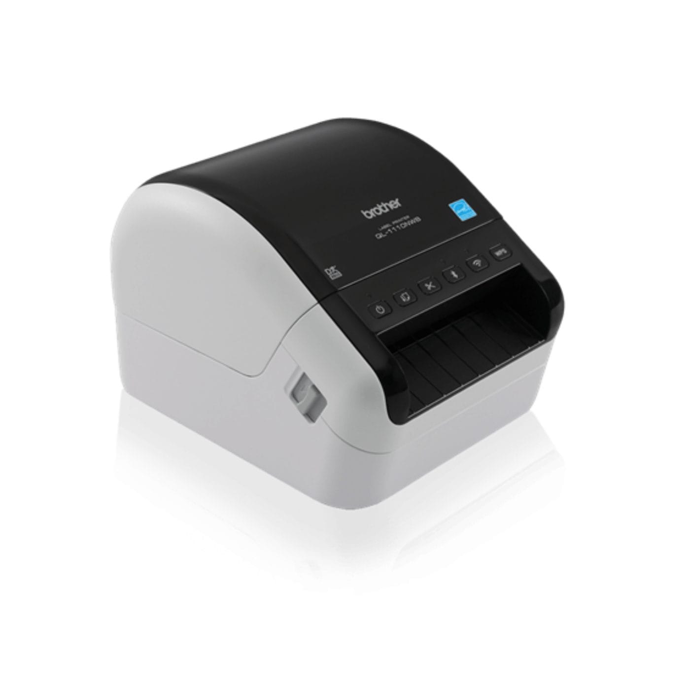 Impresora de etiquetas Brother QL-1110NWB profesional con conectividad Wi-Fi, Bluetooth y Ethernet.