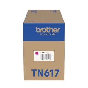 Cartucho de tóner original Brother TN617M color magenta de ultra alto rendimiento para 10.000 páginas.