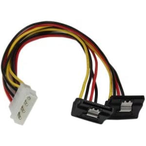 Adaptador cable Molex LP4 a 2x SATA 30cm ángulo derecho pestillo.