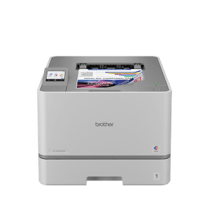 Impresora láser a color empresarial Brother HL-L8570CDW con pantalla táctil y diseño compacto para oficina.