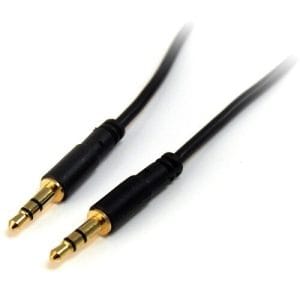 Cable audio mini-jack 3.5mm 4.5 metros delgado negro macho a macho.