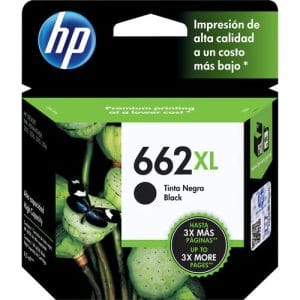 Cartucho de tinta negra original HP 662XL de alto rendimiento, 65% material reciclado, código CZ105AL.