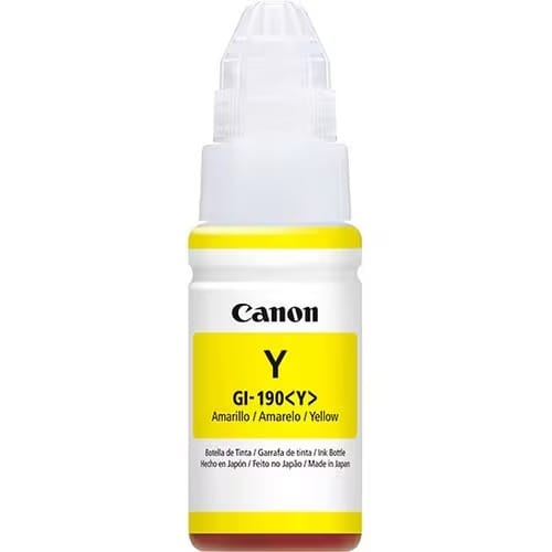 Botella de tinta original Canon GI-190 Amarillo para impresoras PIXMA serie G, código 0670C001