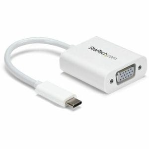 Adaptador USB-C a VGA StarTech blanco, cable vídeo conexión reversible
