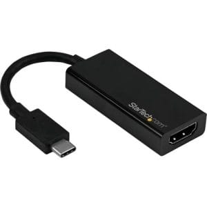 Adaptador USB-C a HDMI negro/oro 4K 60Hz chapados en oro.
