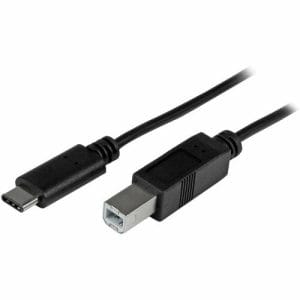 Cable USB-C a USB-B 1 metro negro chapados en oro transferencia datos.