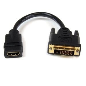 Adaptador HDMI a DVI-D negro 8 pulgadas hembra a macho dongle.