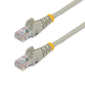 Cable Ethernet Cat5e 5 metros gris con conectores RJ45 snagless chapados en oro.