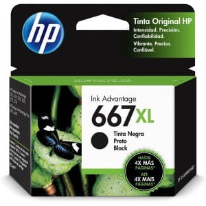 Cartucho de tinta HP 667XL negro original de alto rendimiento para impresoras DeskJet.