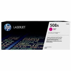 Cartucho de tóner HP 508A magenta CF363A original de rendimiento estándar para impresoras LaserJet Enterprise.