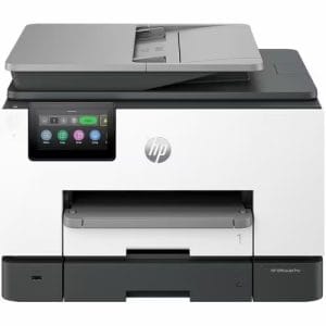 Impresora multifuncional HP OfficeJet Pro 9130 All-in-One color cemento con doble bandeja de papel.