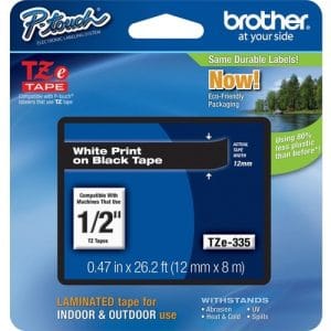 Brother TZE335 cinta laminada negra para rotuladoras P-touch