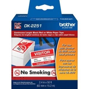 Rollo de cinta para etiquetas Brother DK2251 continuo color blanco de papel 60.96mm original.