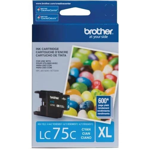 Cartucho de tinta original Brother Innobella LC75C Cian de alto rendimiento para impresoras MFC-J6510DW, MFC-J6710DW y MFC-J6910DW.
