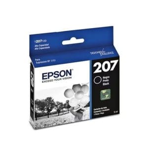 Cartucho de tinta Epson T207 negro original de alto rendimiento para impresoras de inyección.
