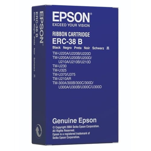 Cartucho de cinta original Epson ERC-38B negro para impresoras matriciales de punto de venta TM-U220.