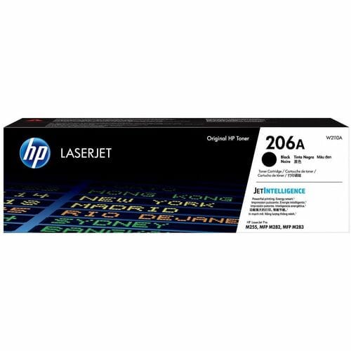 Cartucho de tóner HP 206A negro W2110A original de rendimiento estándar para impresoras LaserJet Pro.