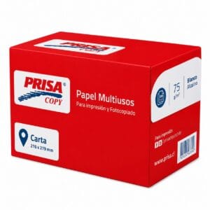 Caja de resmas papel fotocopia Prisa carta 75g con 10 unidades de 500 hojas bond multiuso.