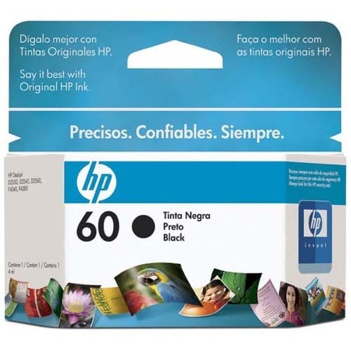 Cartucho de tinta HP 60 negro CC640WL original para impresoras multifuncionales DeskJet.