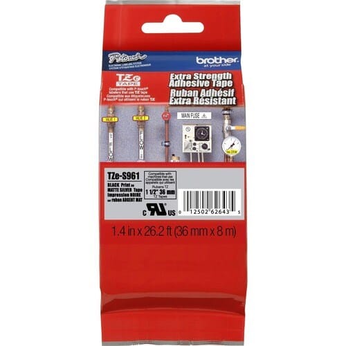 Cinta para etiquetas P-touch TZE-S961 Plata Mate