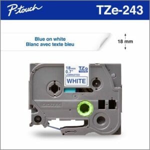 Brother TZE243 Azul Blanco cinta laminada 19,05 mm