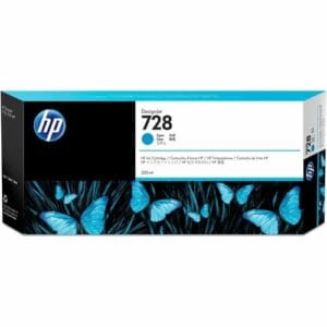 Cartucho de tinta HP 728 cian F9K17A original de extra alto rendimiento y 300 ml para trazador DesignJet T830 MFP.