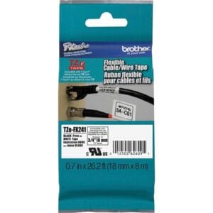 Cinta flexible Brother TZe-FX241 negro sobre blanco 18 mm