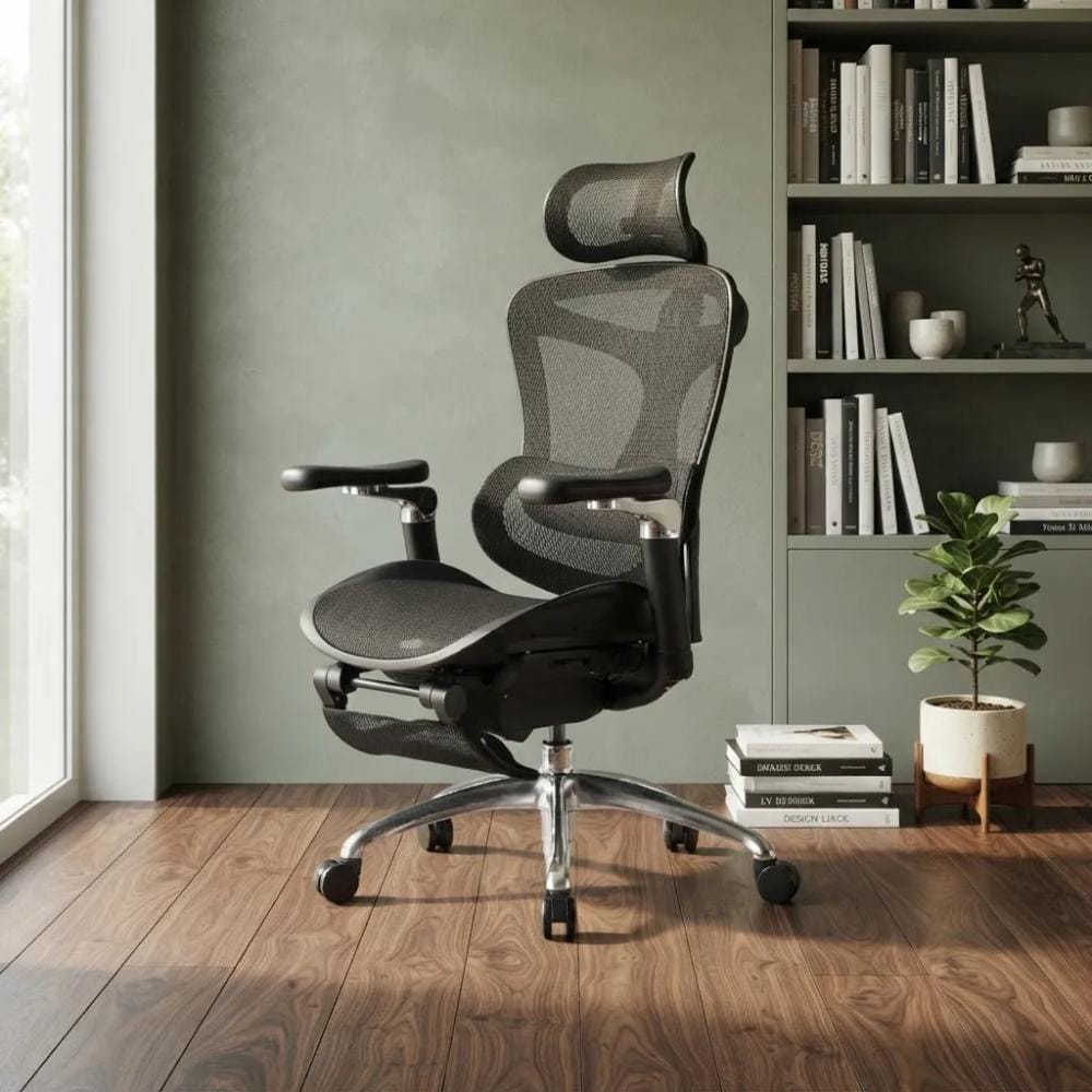 Ergo Smart - Silla De Oficina Ergonómica Con Reposabrazos 6d Negro (pu) Cuero Sintético