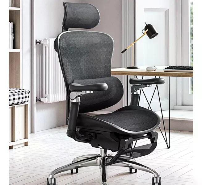 Ergo Smart - Silla De Oficina Ergonómica Con Reposabrazos 6d Negro (pu) Cuero Sintético - Imagen 5