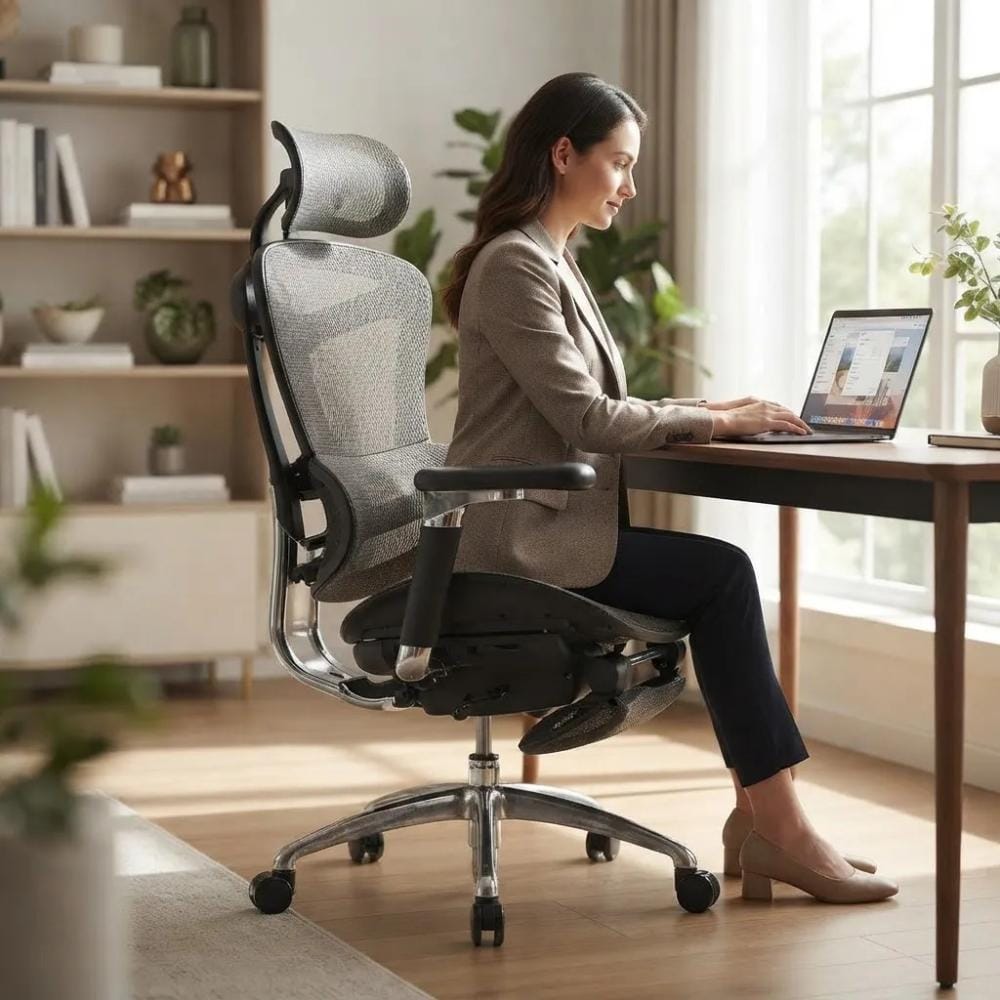 Ergo Smart - Silla De Oficina Ergonómica Con Reposabrazos 6d Negro (pu) Cuero Sintético - Imagen 6